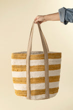 Load image into Gallery viewer, Beach Stripe Basket Tote, Sunflower Yellow
