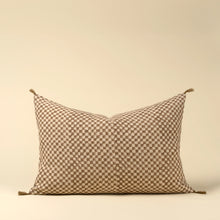 Load image into Gallery viewer, Block Print Check Pillow, Brown, 16x24"
