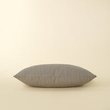 Load image into Gallery viewer, Black Ticking Lumbar Cushion, 21x12"

