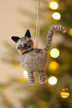Load image into Gallery viewer, Curious Cat Felt Ornament, Grey
