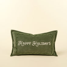 Load image into Gallery viewer, Happy Holidays Cushion, Green, 21x12"
