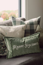 Load image into Gallery viewer, Happy Holidays Cushion, Green, 21x12"
