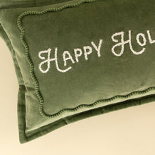 Load image into Gallery viewer, Happy Holidays Cushion, Green, 21x12"
