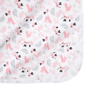 Just Born Bunnies Flannel Receiving Blankets, 4 pack