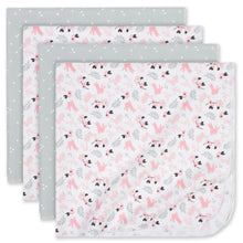 Load image into Gallery viewer, Just Born Bunnies Flannel Receiving Blankets, 4 pack
