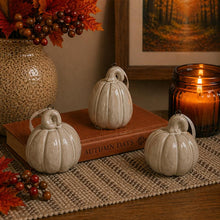 Load image into Gallery viewer, White Ceramic Pumpkin Ornament
