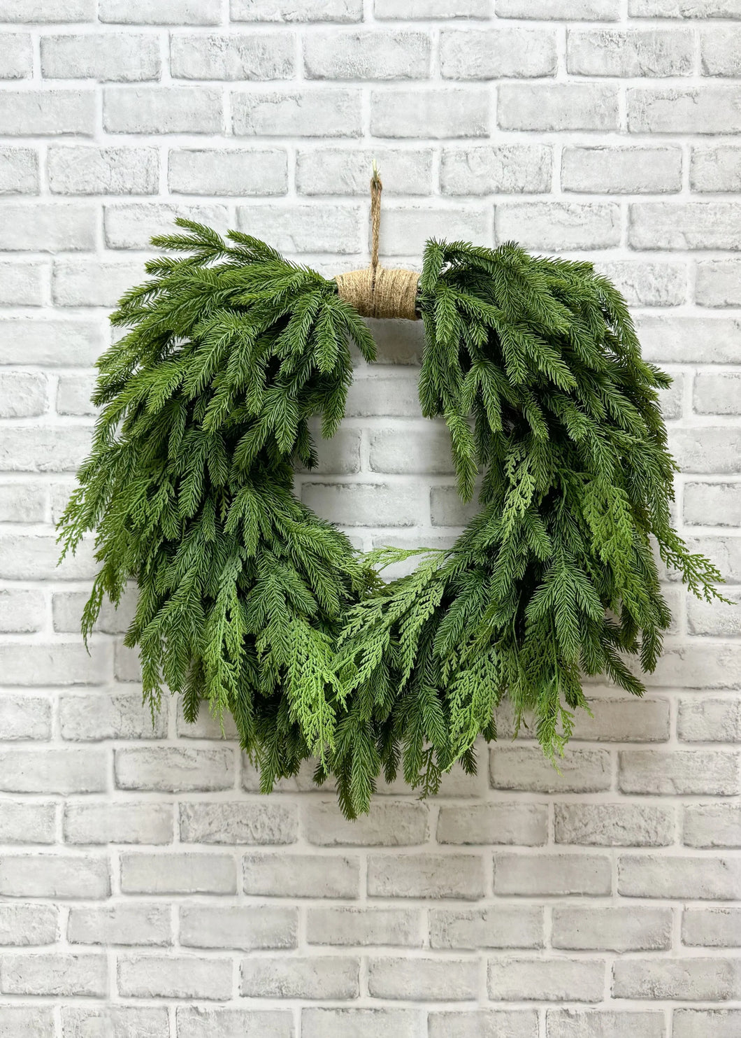 Spruce +  Cedar Heart Wreath, Real Touch