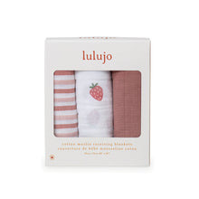 Load image into Gallery viewer, Lulujo Strawberry Cotton Receiving Blankets,  3 pack
