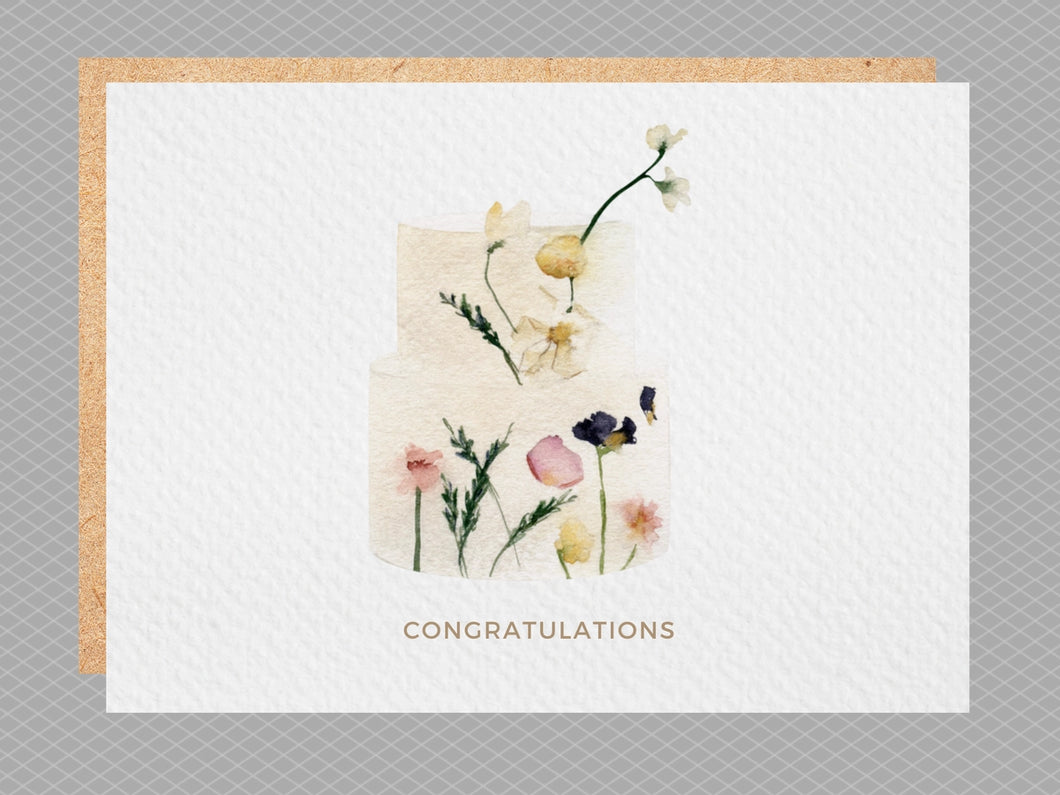 Floral Wedding Cake Card