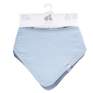 Muslin Bandana Bibs, Blue 4 Pack