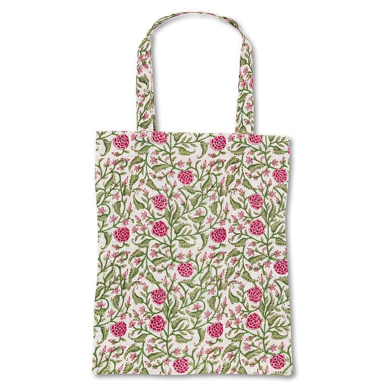 Ball Flower Tote, Pink on Ivory