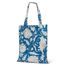 Load image into Gallery viewer, Simple Floral Tote, Ivory on Royal

