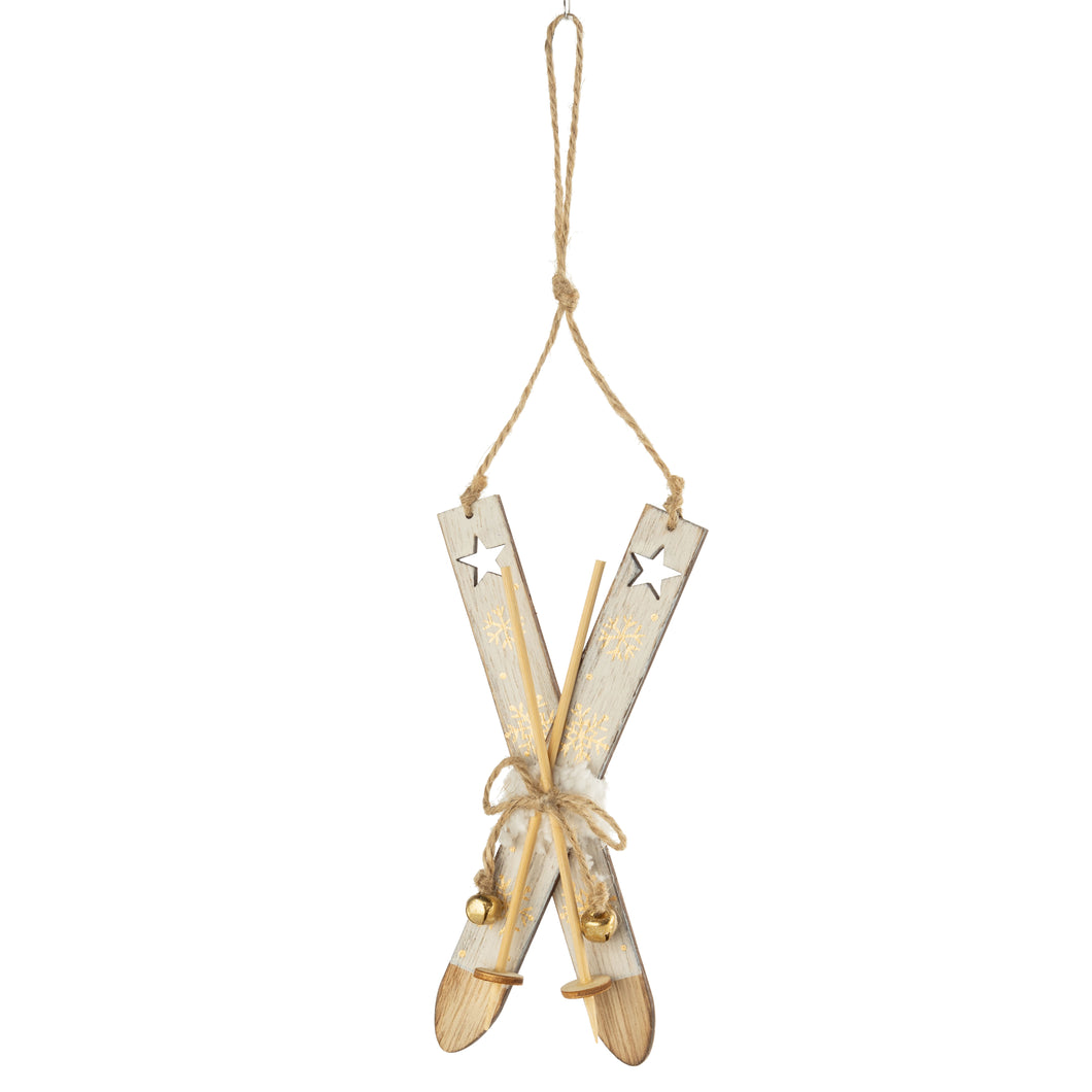 Rustic Gold Ski Ornament