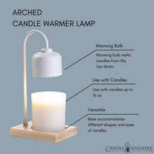 Load image into Gallery viewer, White &amp; Wood Arched Candle Warmer Lamp
