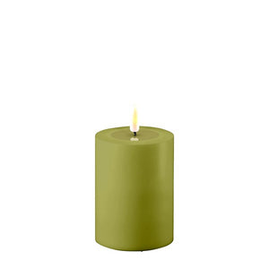 Olive Green LED Outdoor Candle, 3 x 4"