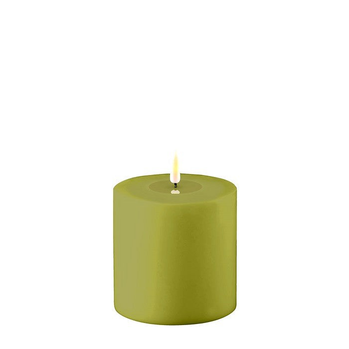 Olive Green LED Outdoor Candle, 4x4