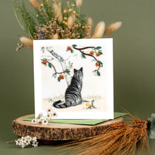 Load image into Gallery viewer, Cat &amp; Orange Branch Quilling Card
