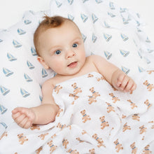 Load image into Gallery viewer, Vintage Bears &amp; Sailboats - Cotton Swaddle 2 Pack
