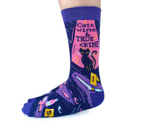 Load image into Gallery viewer, Cats, Wine + Crime Ladies Socks
