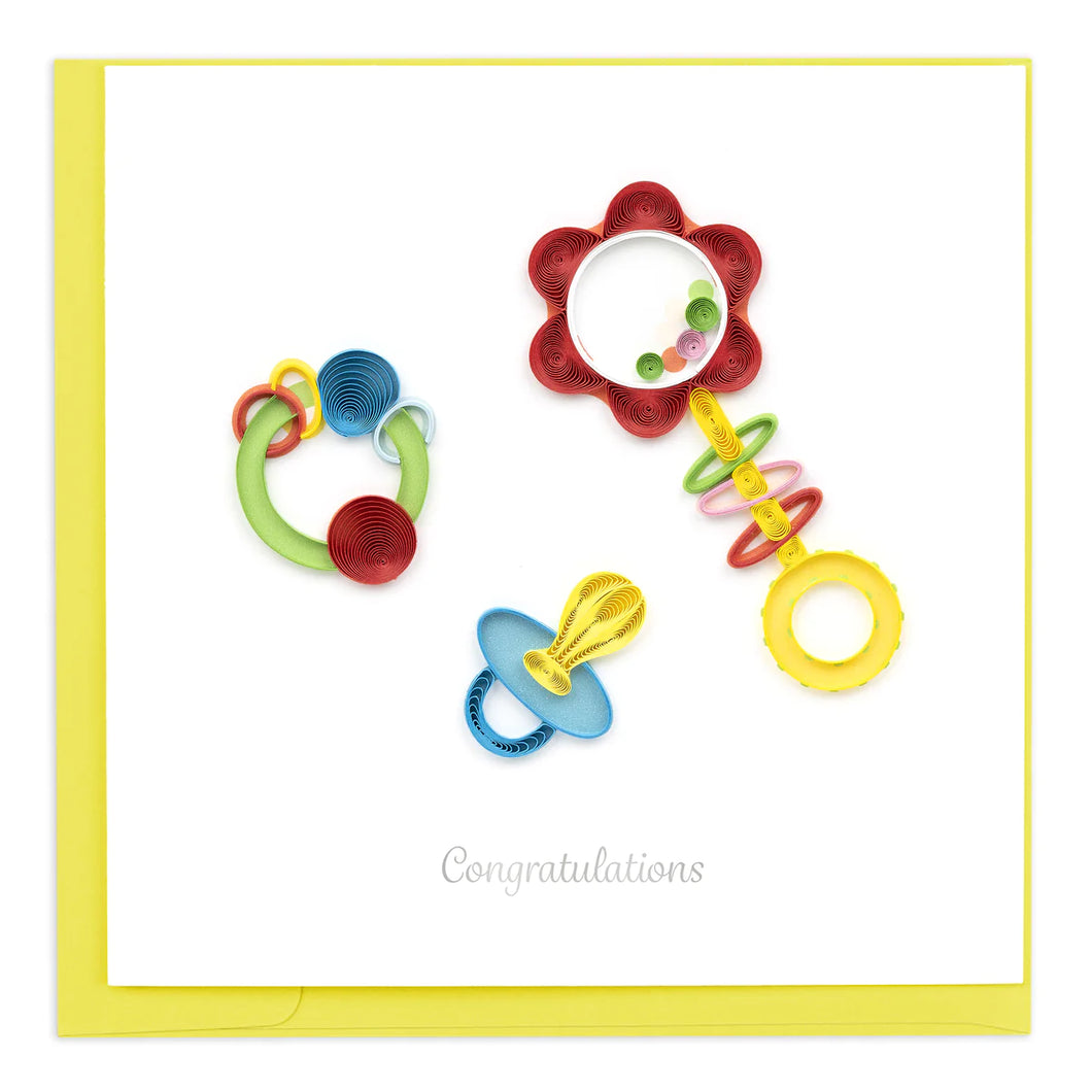 Baby Rattle Quilling Card