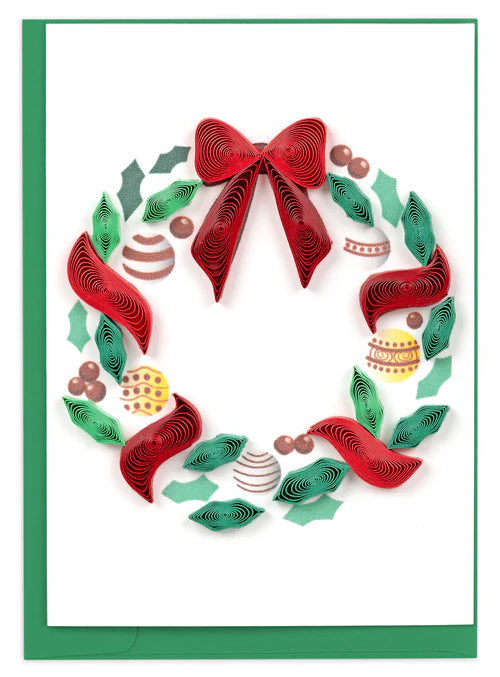 Holiday Wreath with Ornaments Quilling Enclosure Card