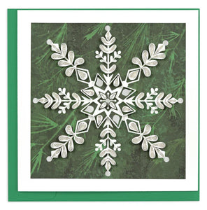 White Snowflake on Pine Quilling Card