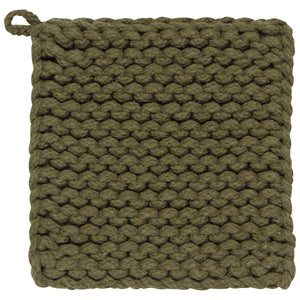 Knit Pot Holder, Olive
