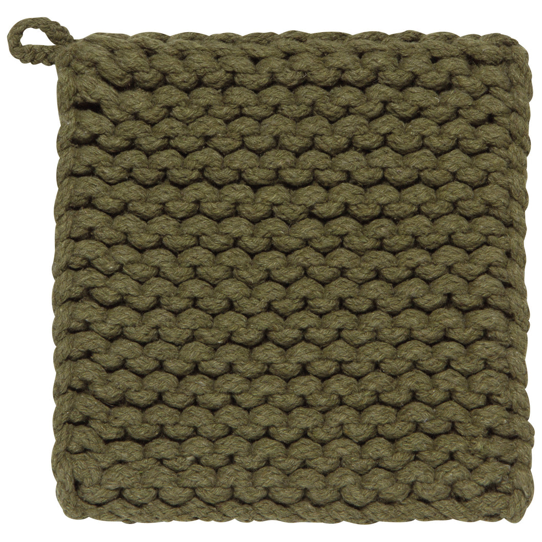 Knit Pot Holder, Olive
