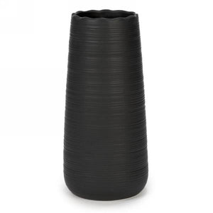 Black Ridged Vase