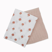 Load image into Gallery viewer, Lulujo Muslin Swaddle 2 pack -Mushrooms &amp; Sand
