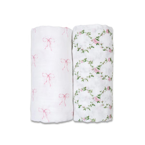 Bows & Rose Trellis - Cotton Swaddle 2 Pack