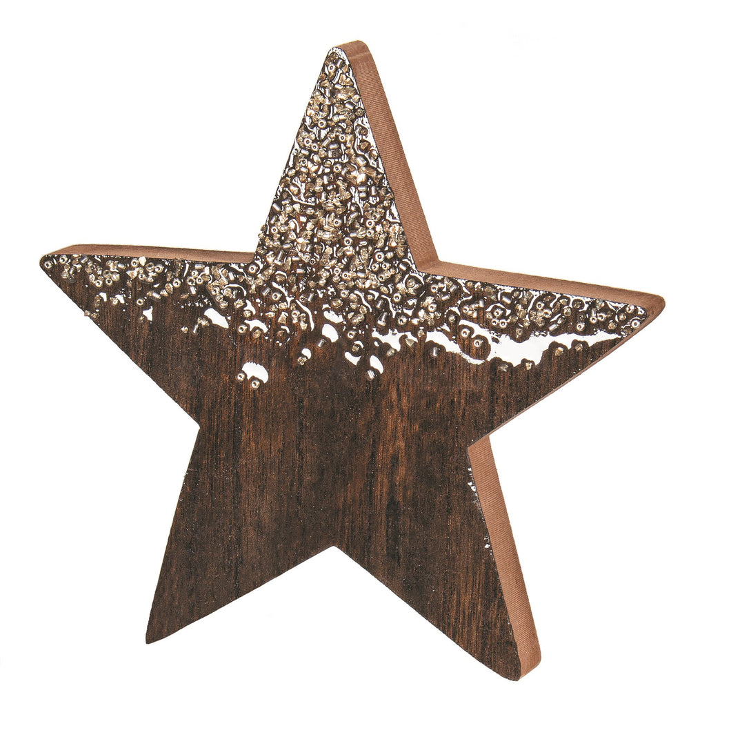 Shiny Beaded Wooden Star, Large