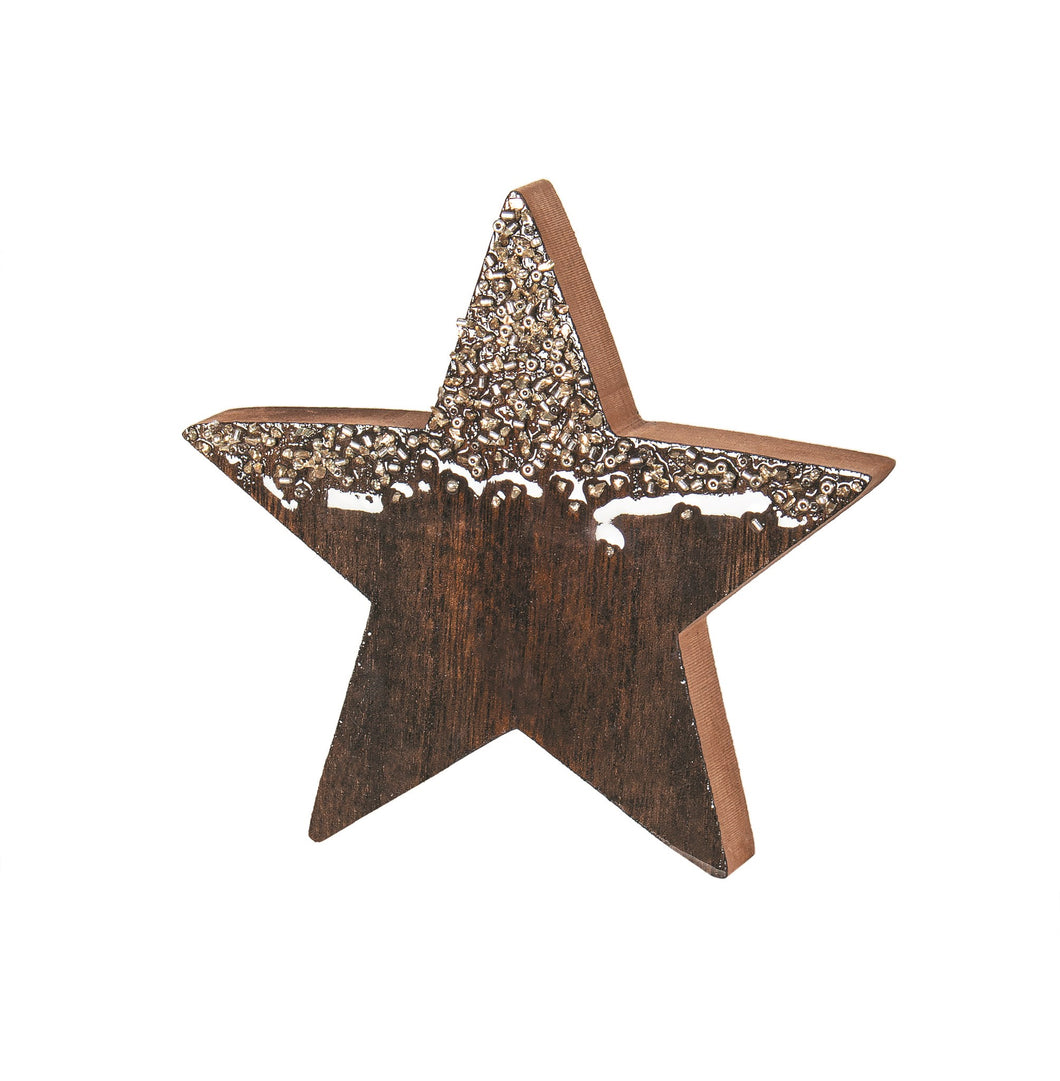 Shiny Beaded Wooden Star, Small