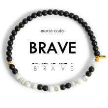 Load image into Gallery viewer, Morse Code Bracelet | BRAVE, Onyx &amp; Howlite
