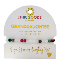 Load image into Gallery viewer, MINI Morse Code Bracelet | Granddaughter, Watermelon Jade &amp; Cloudy Glass Quartz
