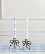 Load image into Gallery viewer, Silver Bowed Candle Holders
