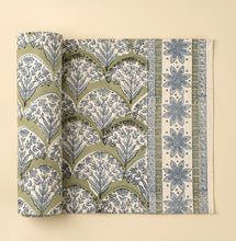 Load image into Gallery viewer, Sakura Block Print Table Runner, Green
