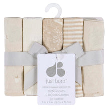Load image into Gallery viewer, Just Born Washcloth, 10 Pack Tan
