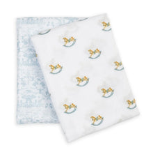 Load image into Gallery viewer, Rocking Horse + Toile Cotton Muslin Swaddle 2 Pack
