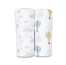 Load image into Gallery viewer, Lulujo Hot Air Balloon Cotton Muslin Swaddle Pack
