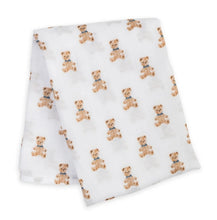 Load image into Gallery viewer, Lulujo Vintage Bear Cotton Muslin Swaddle
