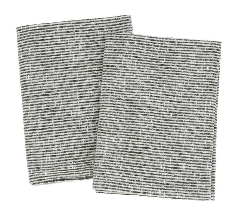 Chef Stripe Tea Towel Charcoal