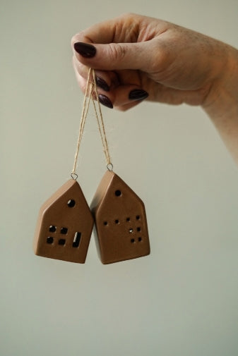 Rustic Ceramic House Ornament