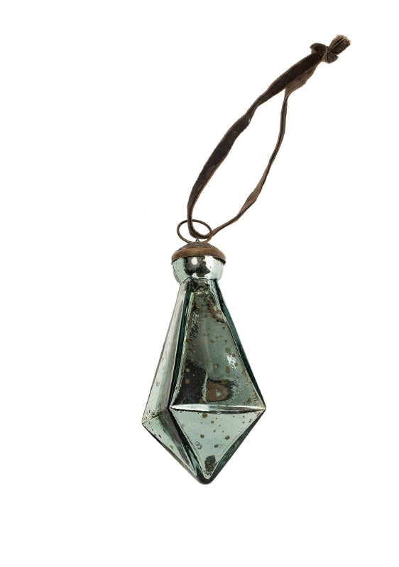 Diamond Droplet Holiday Ornament Large, Teal