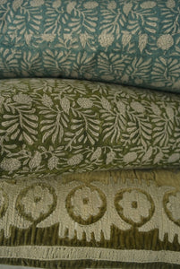 Tulsi Block Print Pillow, Deep Sea