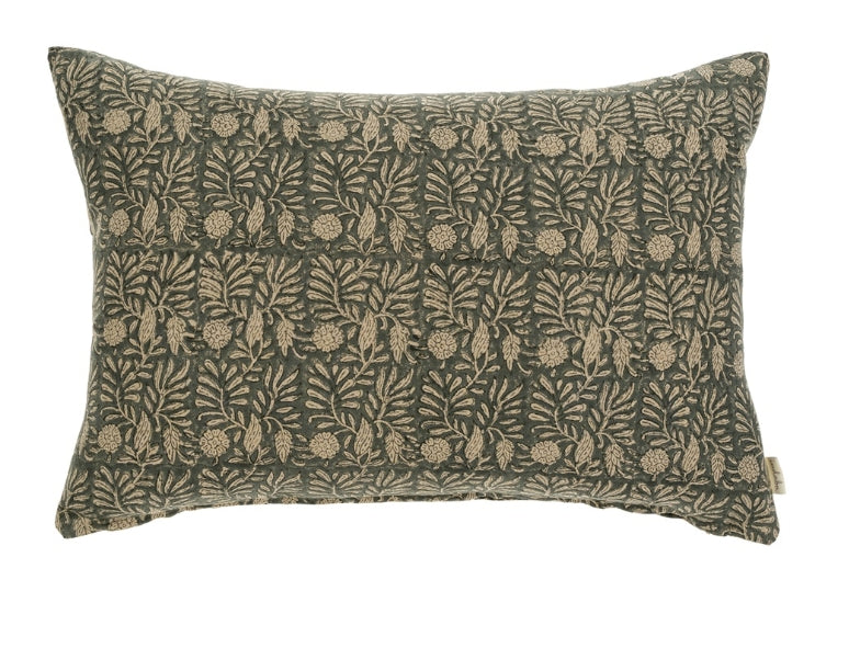 Tulsi Block Print Pillow, Deep Sea