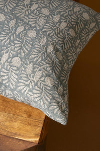 Tulsi Block Print Pillow, Deep Sea