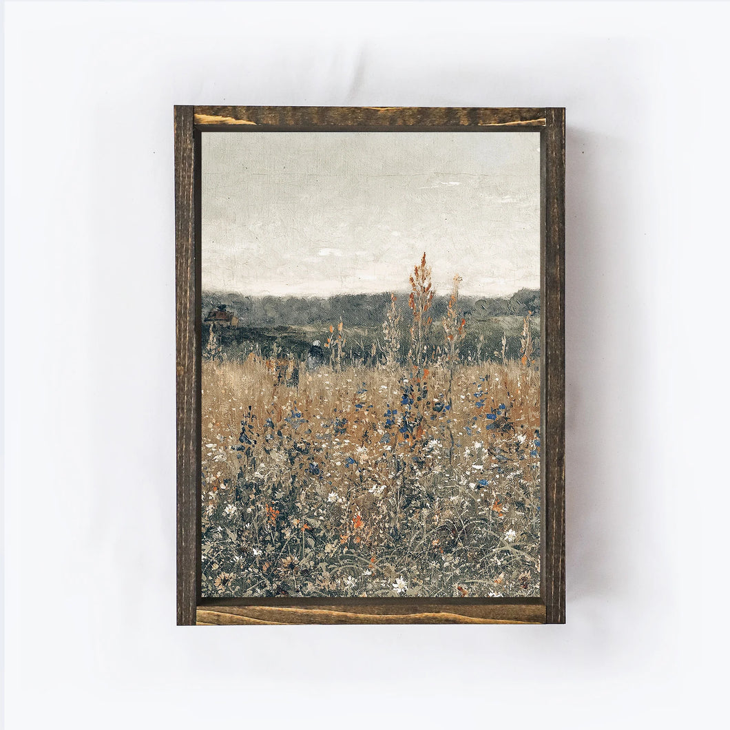 Wildflower Fields Vintage Inspired Art, 12 x 9
