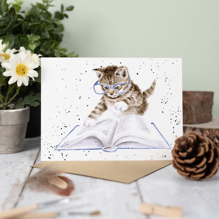 The Bookworm Cat Card