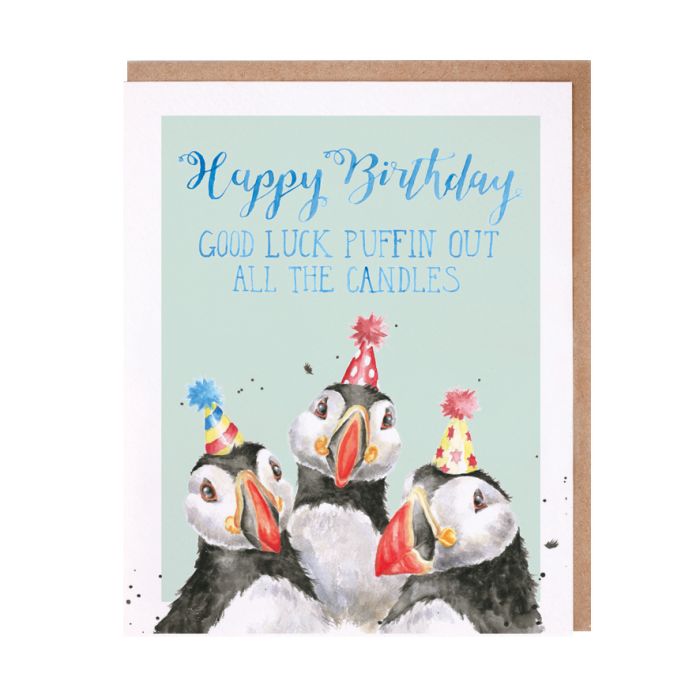 Birthday Candles Puffin Card